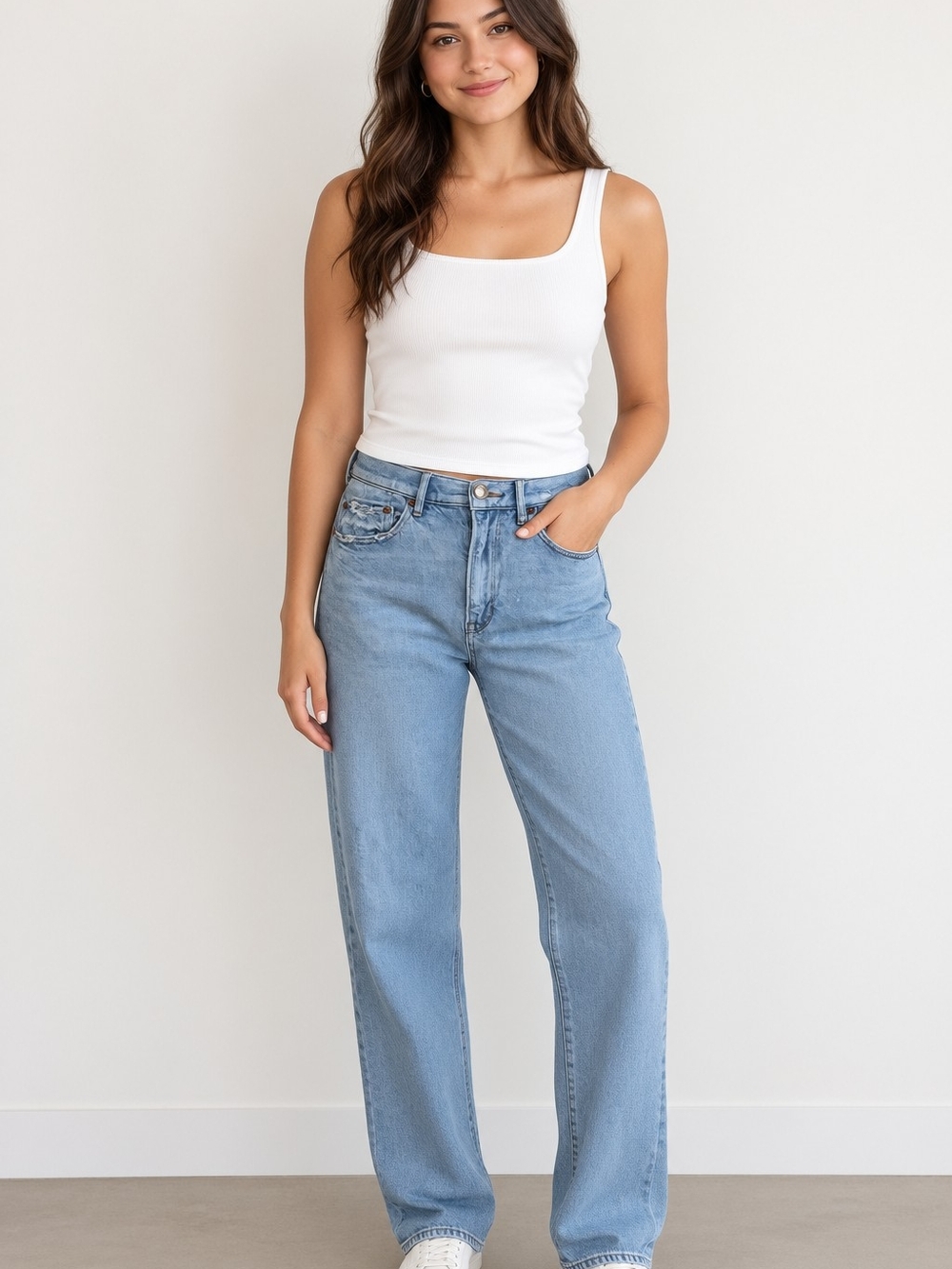 American Eagle Outfitters Light Blue Straight Leg Baggy Jeans